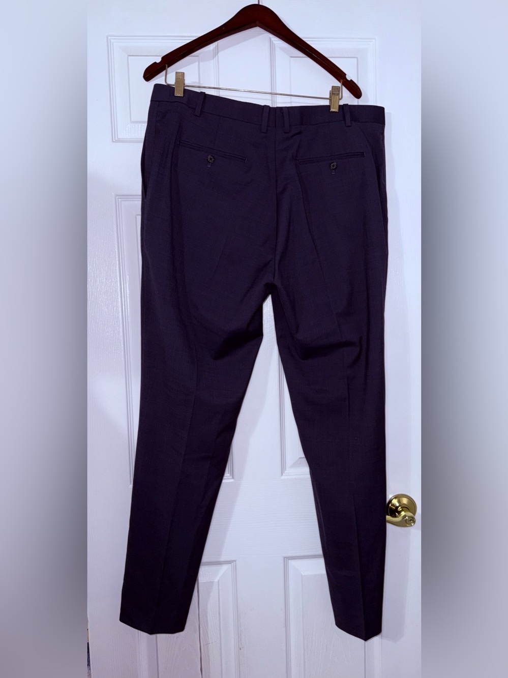 Hart Schaffner Marx 40R Blue Wool COOLMAX Stretch Dress Pants Flat Front - Picture 2 of 6